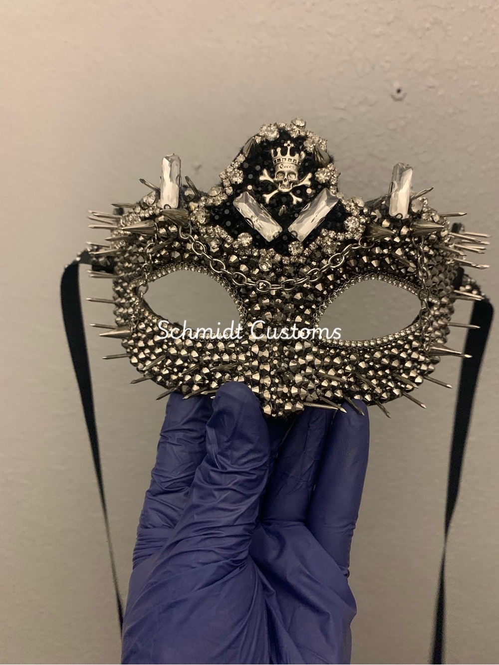 Black & Silver Spiked Masquerade Mask
